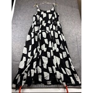 Unbranded Women's L Cotton Geometric Tiered Maxi Dress Sundress Boho Minimalist